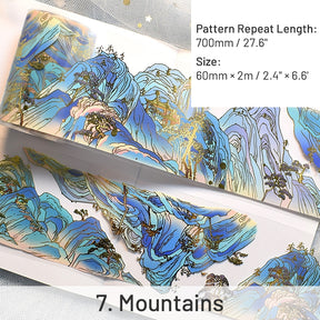 Traditional Chinese Style Hot Stamping Landscape PET Tape sku-7