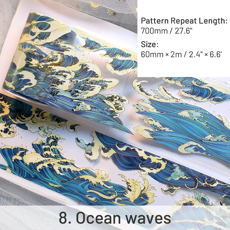 Traditional Chinese Style Hot Stamping Landscape PET Tape sku-8