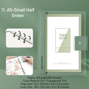 Transparent Cover Loose-Leaf Journal Notebook sku-11