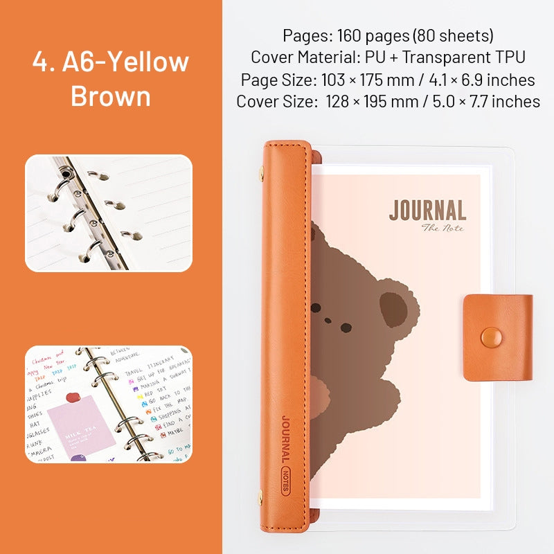 Transparent Cover Loose-Leaf Journal Notebook sku-4