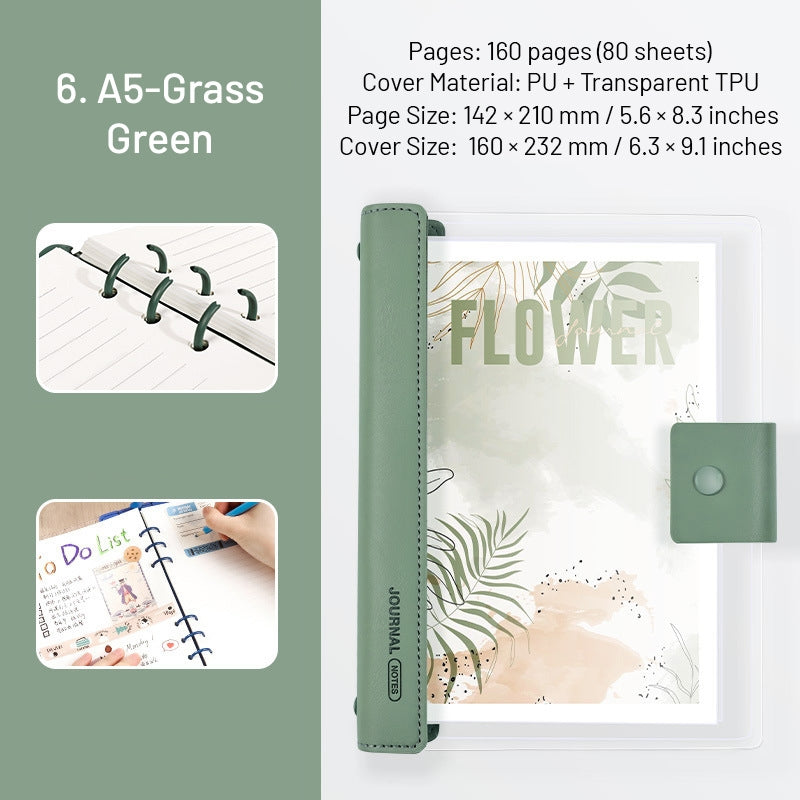 Transparent Cover Loose-Leaf Journal Notebook sku-6
