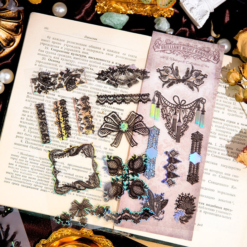 Transparent Pattern Decorative Frame PET Sticker- Gate Brooch Letters b2