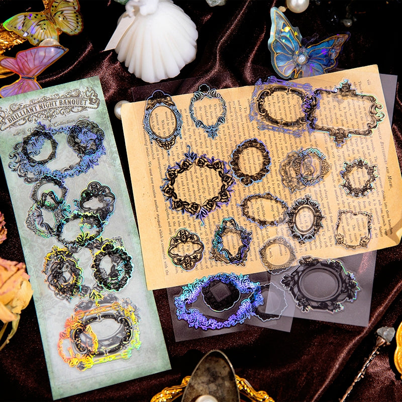 Transparent Pattern Decorative Frame PET Sticker- Gate Brooch Letters b4