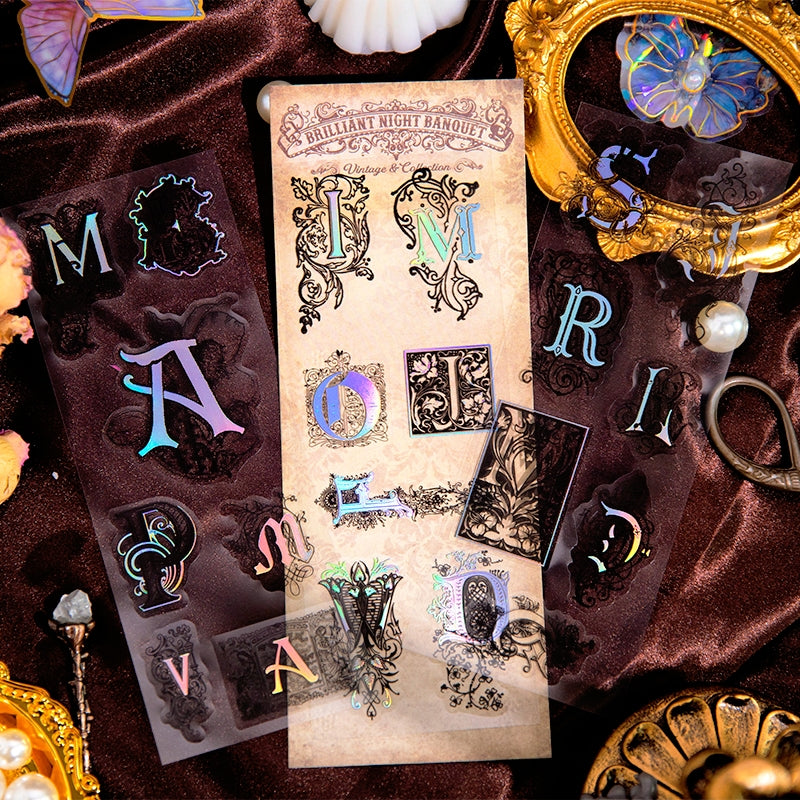 Transparent Pattern Decorative Frame PET Sticker- Gate Brooch Letters b5