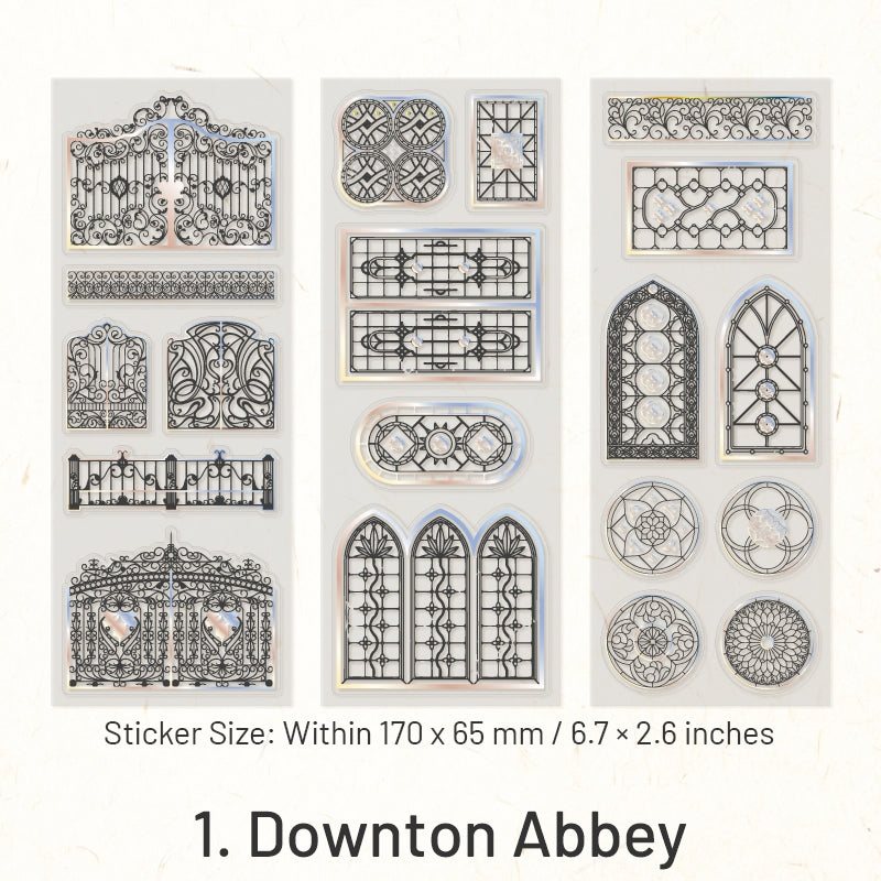 Transparent Pattern Decorative Frame PET Sticker- Gate Brooch Letters sku-1