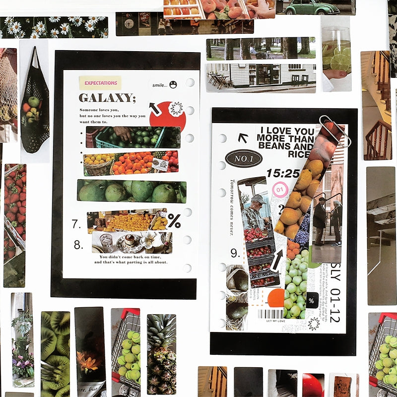 Travel Long Strip Stickers - Fruit, Vacation, Flowers, Afternoon Tea b4