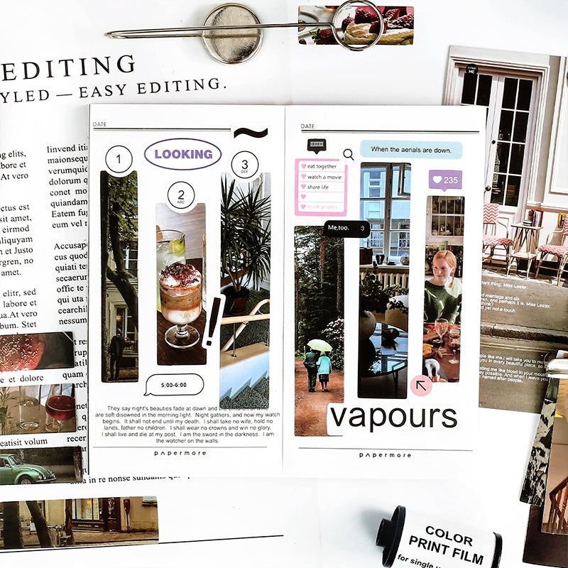 Travel Long Strip Stickers - Fruit, Vacation, Flowers, Afternoon Tea b5