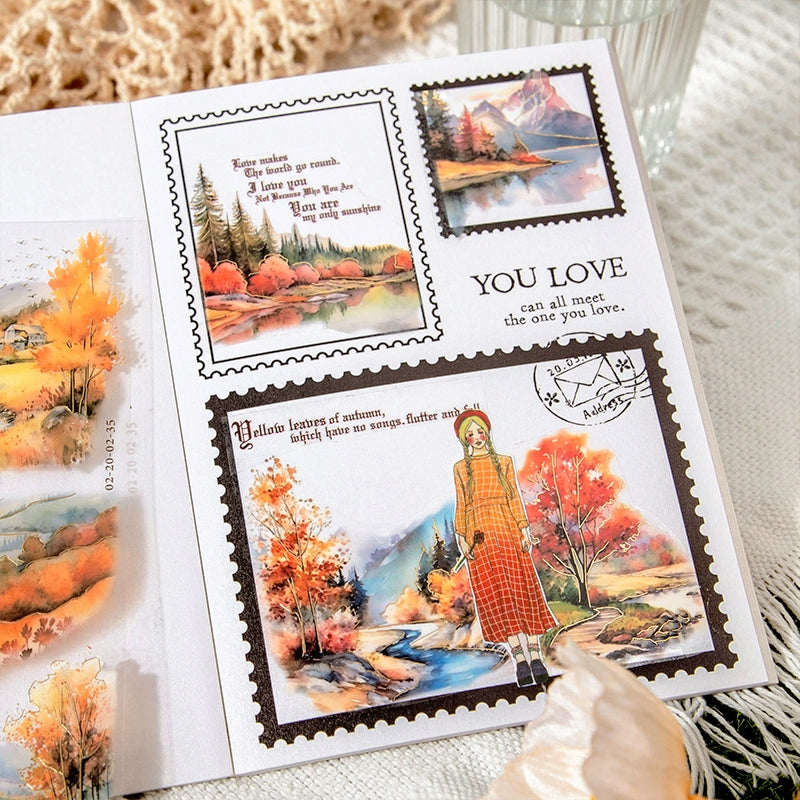 Travel Scenery PET Stickers - Beach, Maple Tree, Lake, Forest, Sunrise b