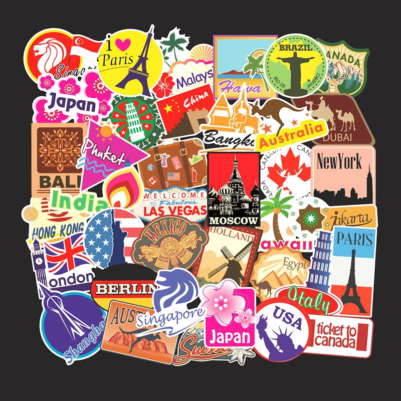 Travel Theme Architecture Label Vinyl Stickers a