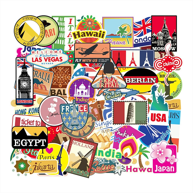 Travel Theme Architecture Label Vinyl Stickers b1