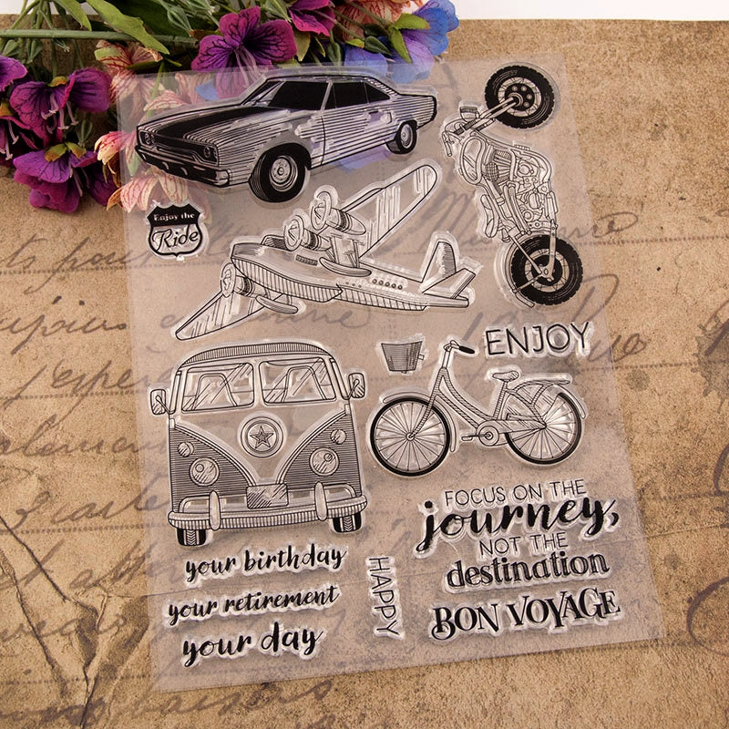 Travel-Themed Transportation Clear Silicone Stamps