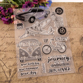 Travel-Themed Transportation Clear Silicone Stamps