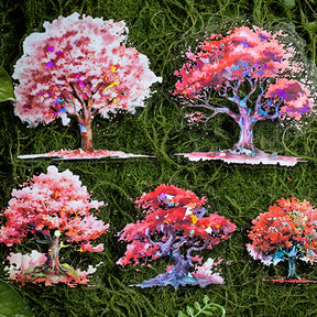 Tree Holographic Hot Stamping PET Stickers b4