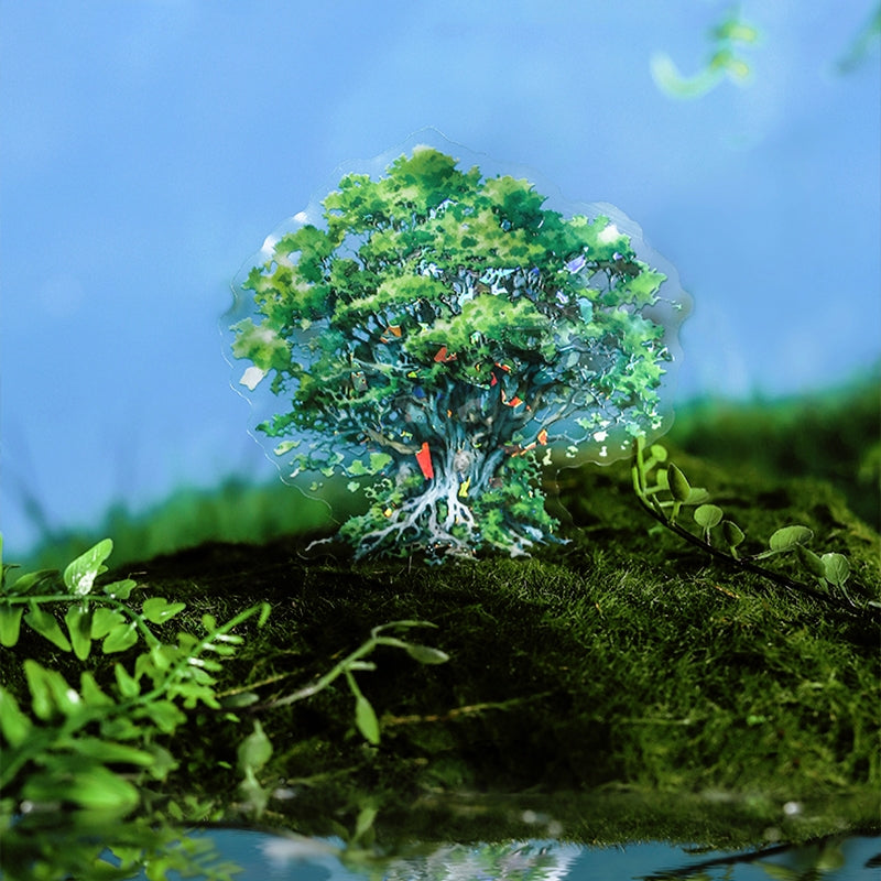 Tree Holographic Hot Stamping PET Stickers c2