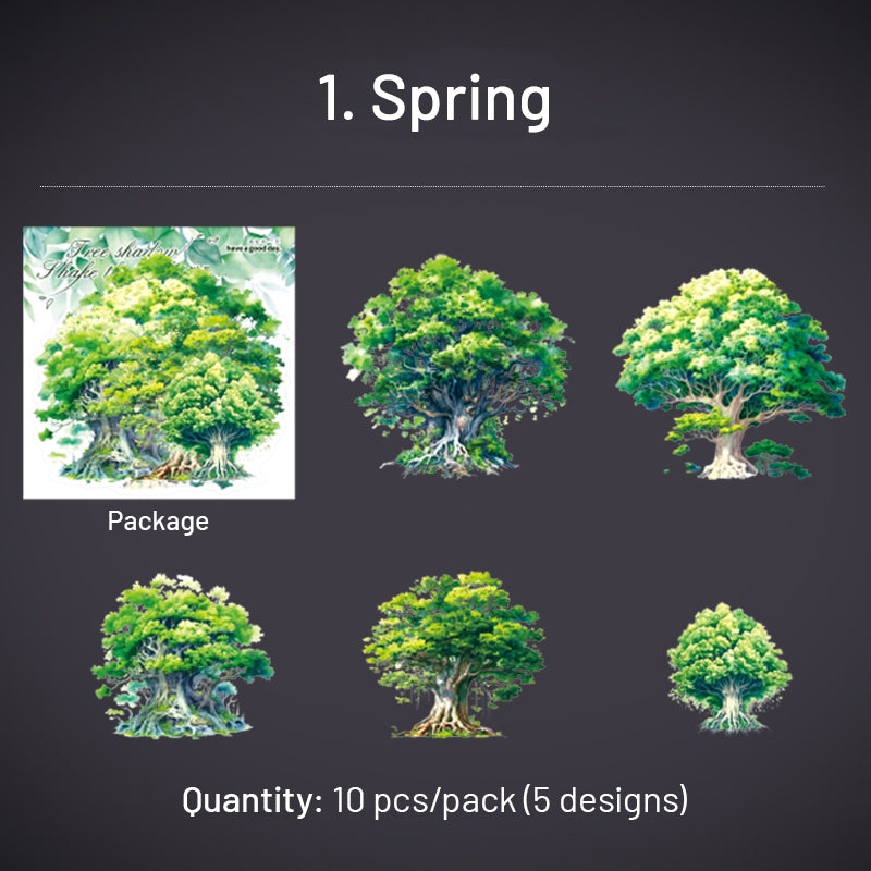 Tree Holographic Hot Stamping PET Stickers sku-1