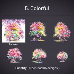 Tree Holographic Hot Stamping PET Stickers sku-5