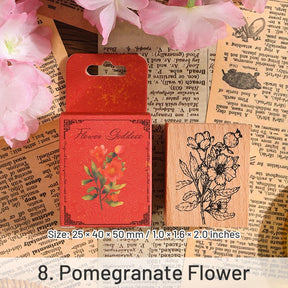 Twelve Flower Gods Series Vintage Flower Wooden Rubber Stamp sku-8