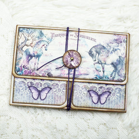 Unicorn-themed Purple Background Handmade Junk Journal Folio Kit 1-1