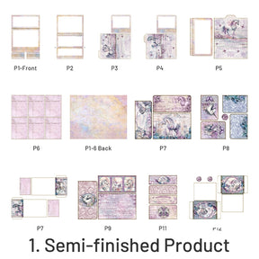 Unicorn-themed Purple Background Handmade Junk Journal Folio Kit sku-1