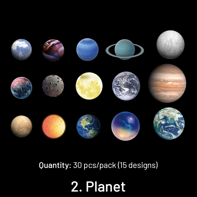 Universe PET Stickers - Moon, Planets, Magic Circle, Space sku-2
