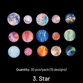 Universe PET Stickers - Moon, Planets, Magic Circle, Space sku-3