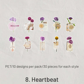 Unknow Flower Names Series Retro Flower Sticker Pack sku-8