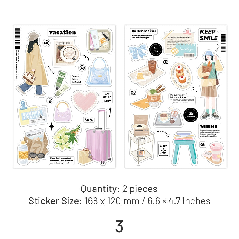 Urban Girl Daily Life Sticker Sheet - Food, Characters, Everyday Items sku-3