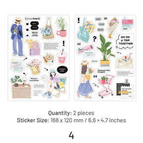 Urban Girl Daily Life Sticker Sheet - Food, Characters, Everyday Items sku-4