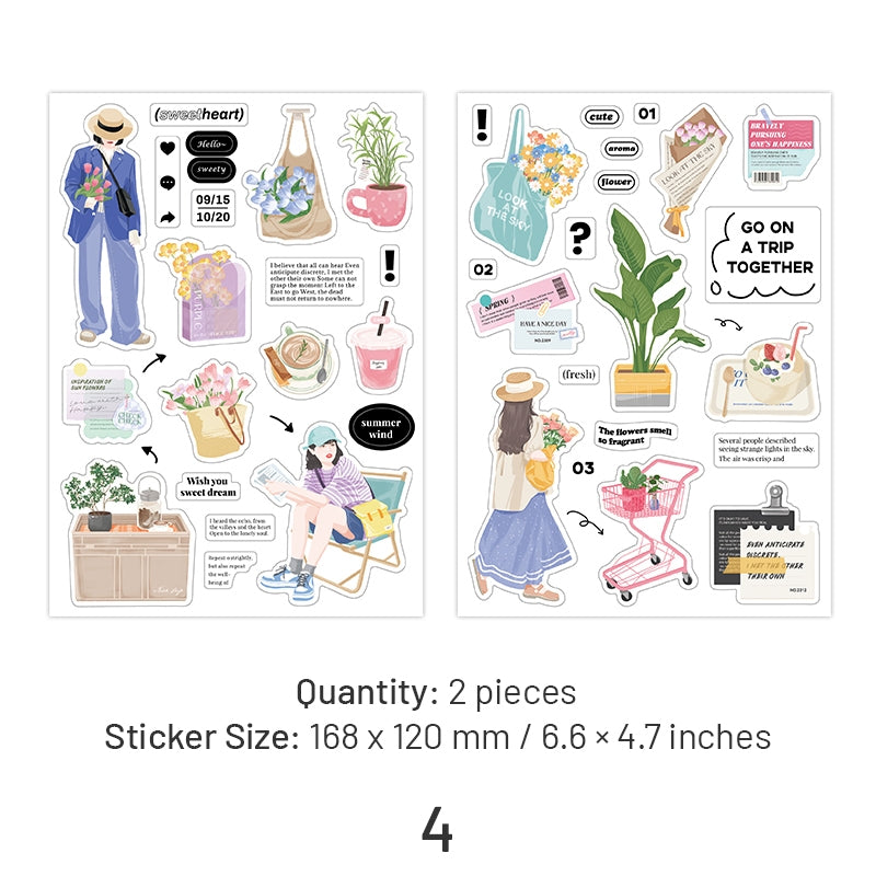 Urban Girl Daily Life Sticker Sheet - Food, Characters, Everyday Items sku-4