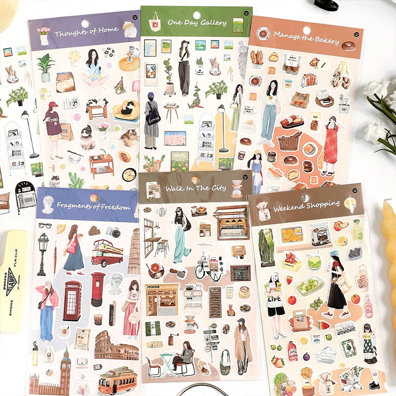 Urban Girl Stickers - Characters, Travel, Food, Bread - Stamprints1