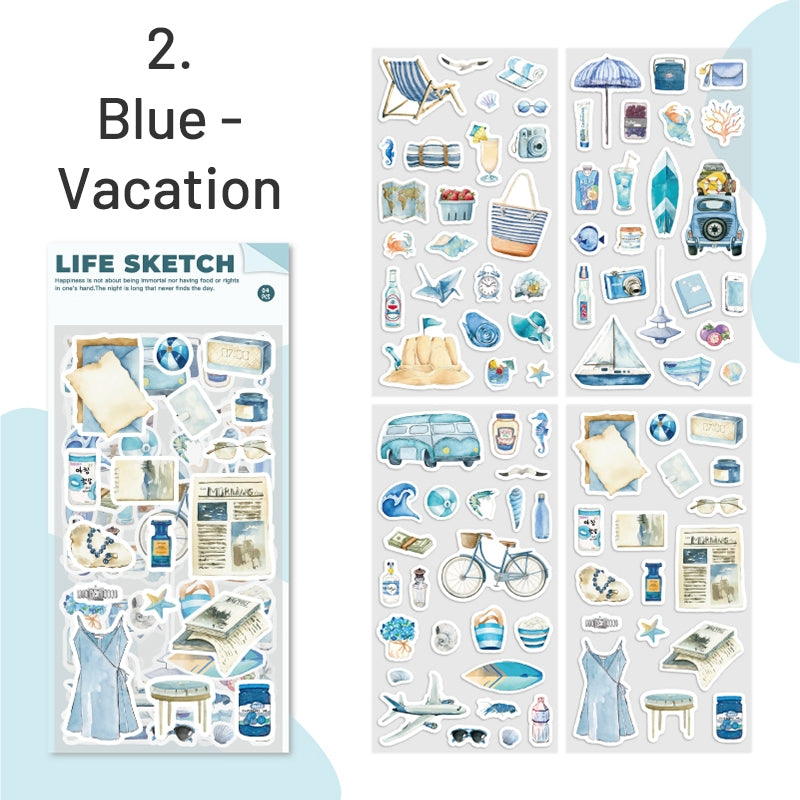 Vacation and Leisure Coated Paper Sticker Sheet sku-2