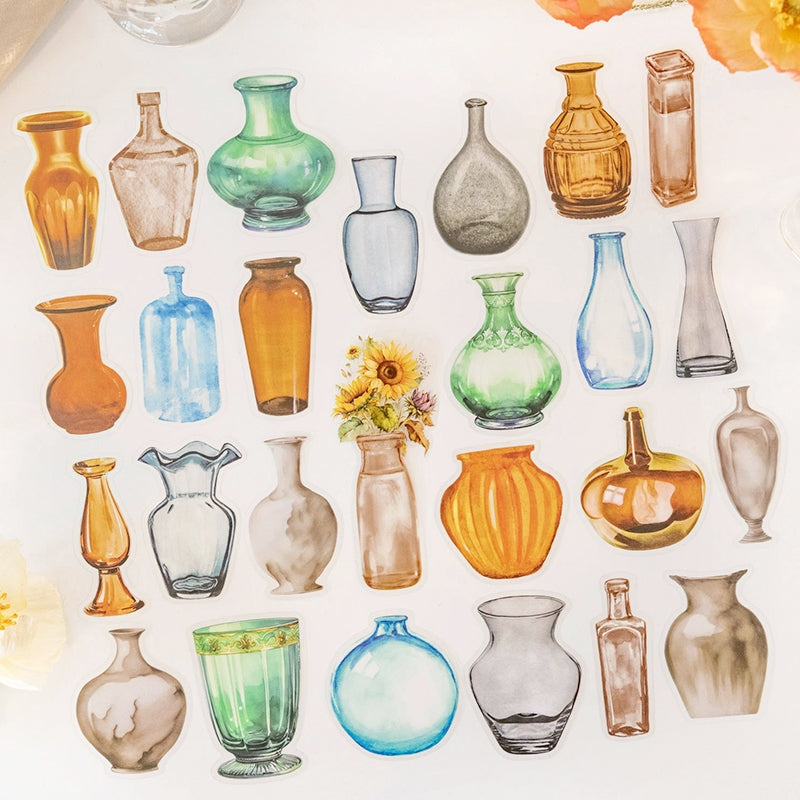 Vase and Bottle Series PET Stickers - Glass, Ceramic a