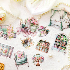 Victorian Style PET Stickers - Flowers, Furniture, Household Items b6
