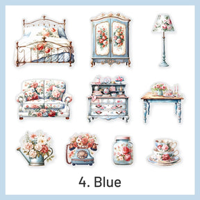 Victorian Style PET Stickers - Flowers, Furniture, Household Items sku-4