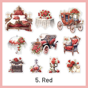 Victorian Style PET Stickers - Flowers, Furniture, Household Items sku-5