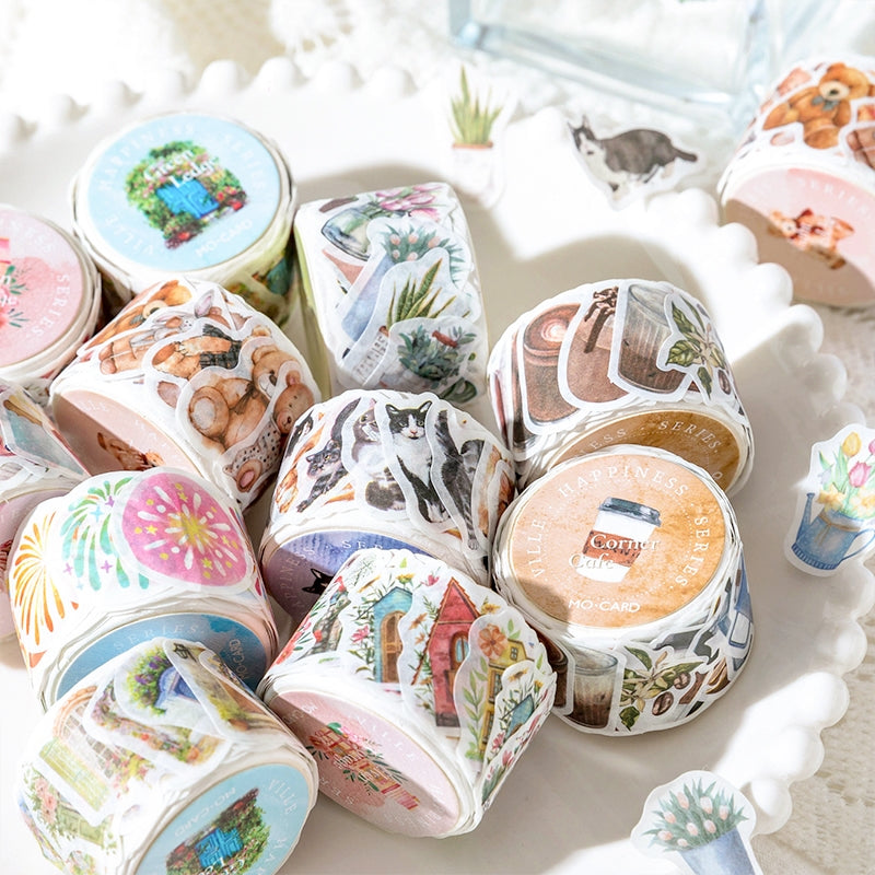 Ville Happiness Series Cute Fireworks Dessert Bouquet Rolled Washi Stickers b1