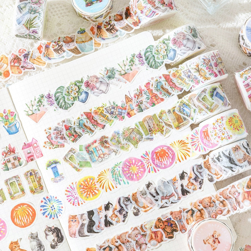 Ville Happiness Series Cute Fireworks Dessert Bouquet Rolled Washi Stickers b2