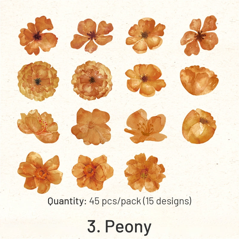 Vintage Autumn Washi Stickers - Rose, Rosehip, Peony, Leaf, Acorn, Butterfly sku-3