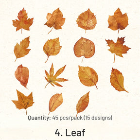 Vintage Autumn Washi Stickers - Rose, Rosehip, Peony, Leaf, Acorn, Butterfly sku-4