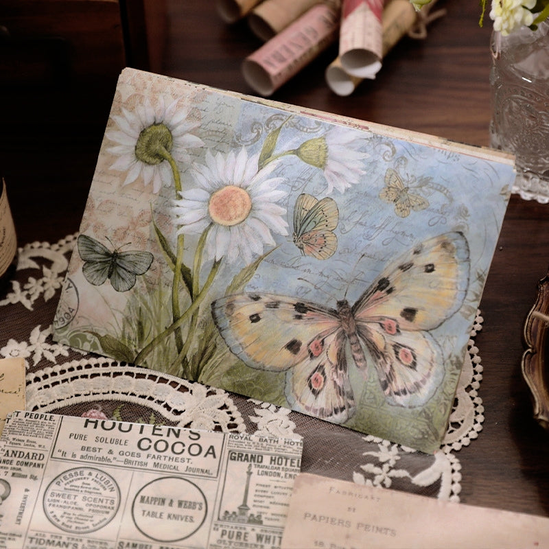 Vintage Background Material Paper - Travel, Butterfly, Music, Flower, Map, Newspaper, Letter b1-