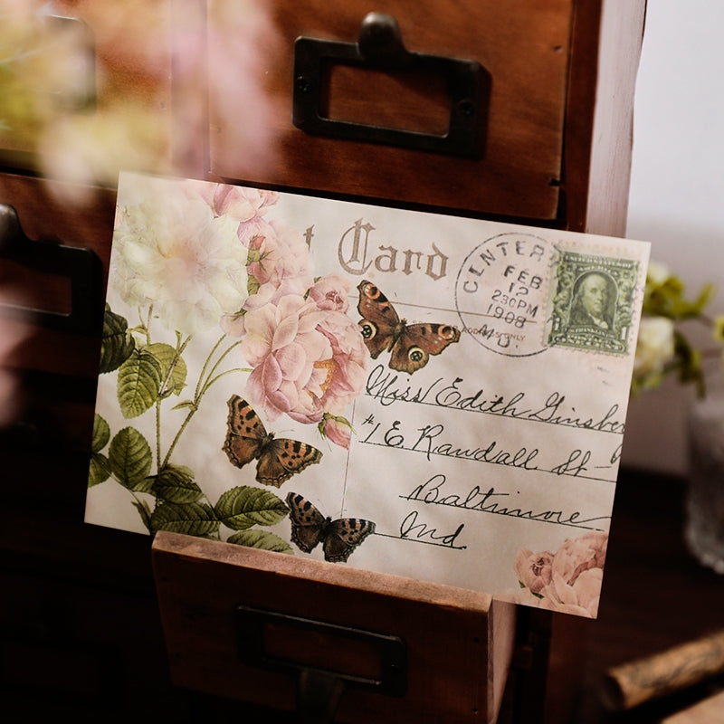 Vintage Background Material Paper - Travel, Butterfly, Music, Flower, Map, Newspaper, Letter b3