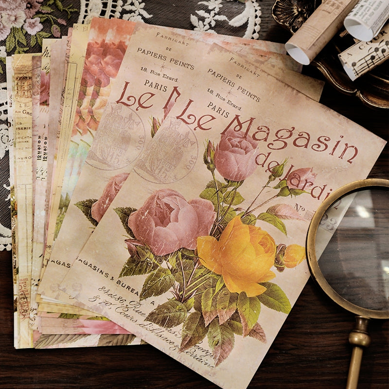 Vintage Background Material Paper - Travel, Butterfly, Music, Flower, Map, Newspaper, Letter b4
