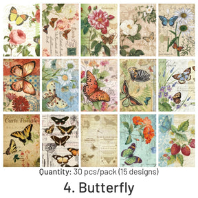 Vintage Background Material Paper - Travel, Butterfly, Music, Flower, Map, Newspaper, Letter sku-4