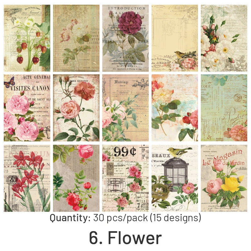 Vintage Background Material Paper - Travel, Butterfly, Music, Flower, Map, Newspaper, Letter sku-6