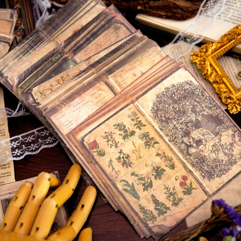 Vintage Background Scrapbook Paper - Sewing Machine, Plants, Palace, Flower b2