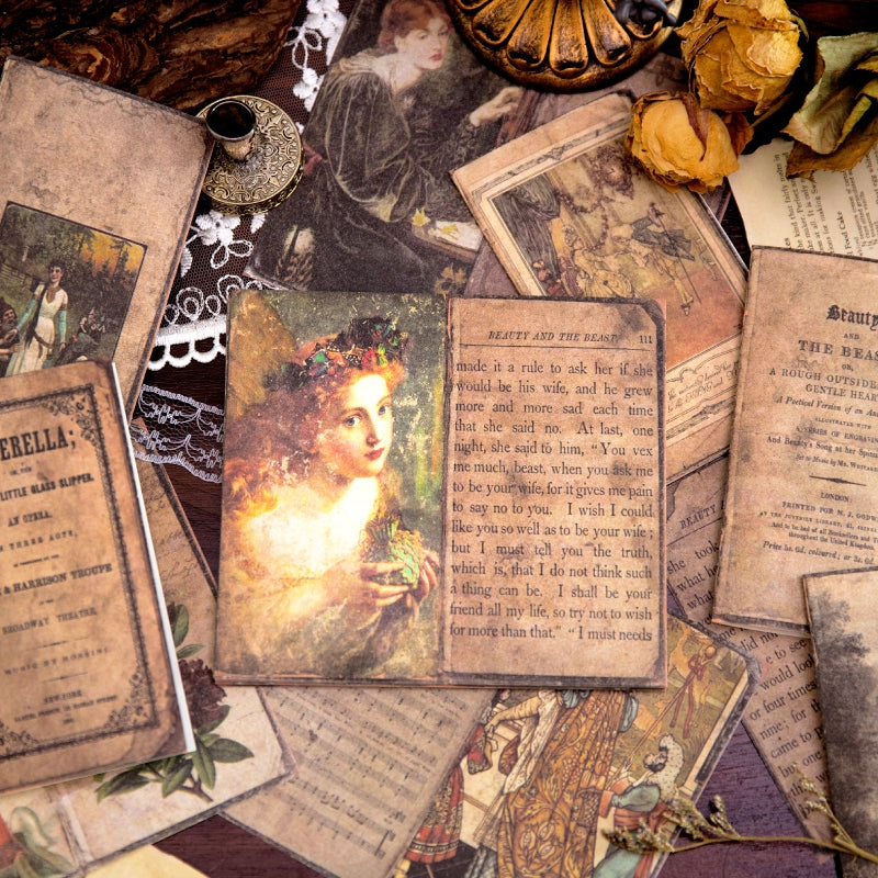 Vintage Background Scrapbook Paper - Sewing Machine, Plants, Palace, Flower b4