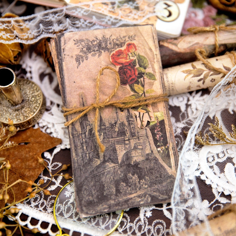 Vintage Background Scrapbook Paper - Sewing Machine, Plants, Palace, Flower b5