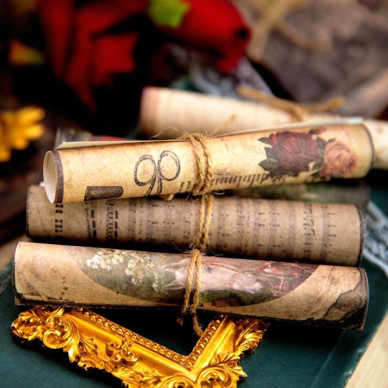 Vintage Background Scrapbook Paper - Sewing Machine, Plants, Palace, Flower b7