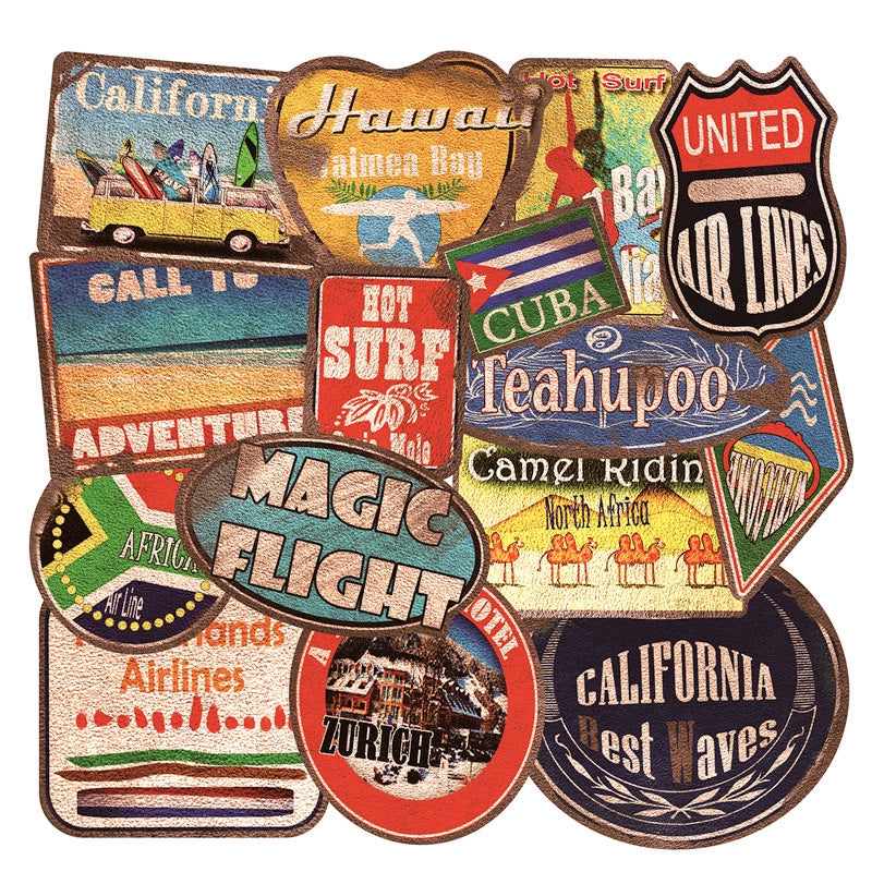 Vintage Beach Travel Vinyl Stickers - Stamprints