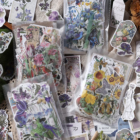 Vintage Botanical Floral Sticker Paper Collection a